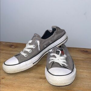Converse Gray and White Canvas Sneakers with Rubber Toe Cap